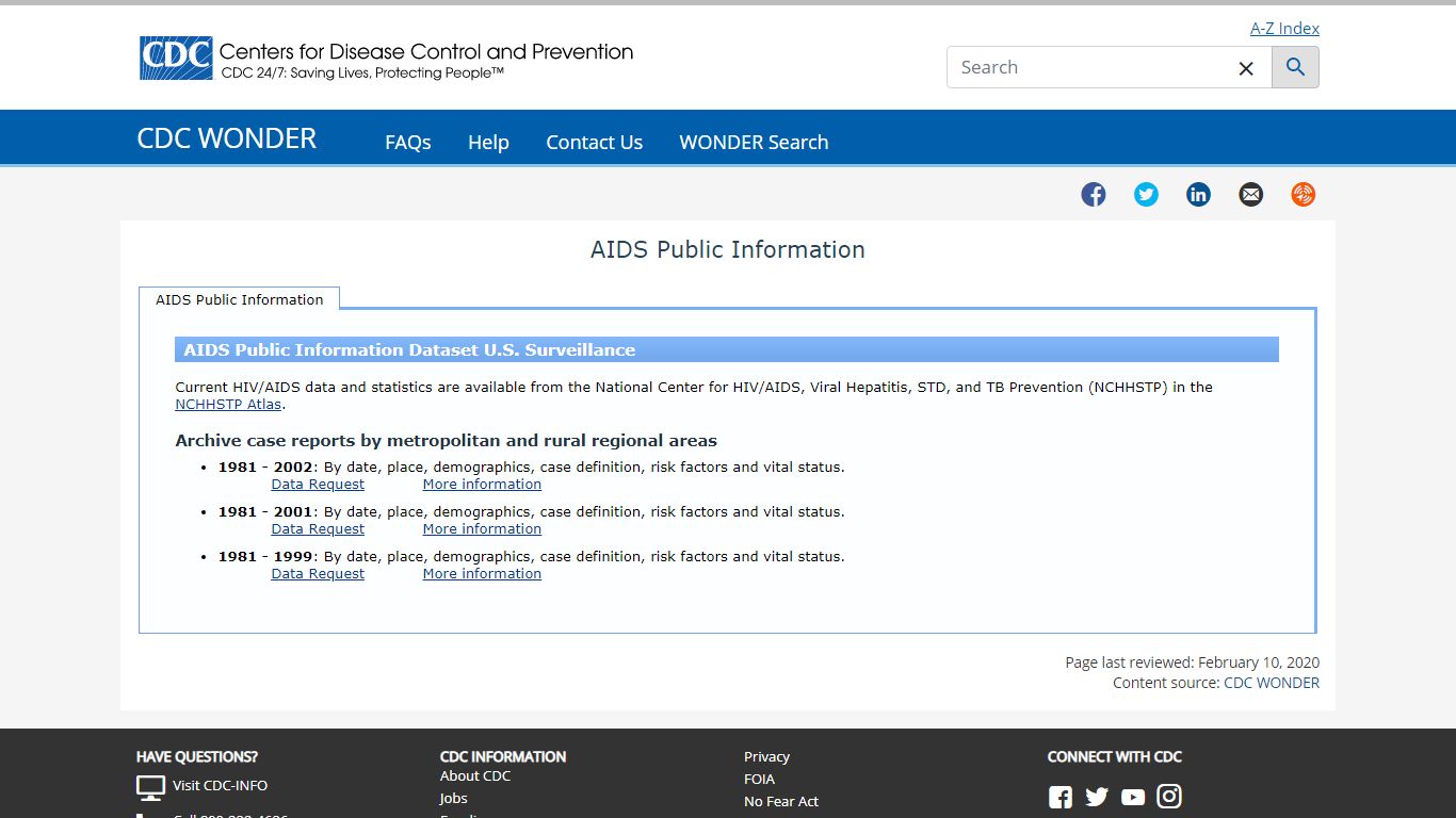AIDS Public Information - CDC WONDER